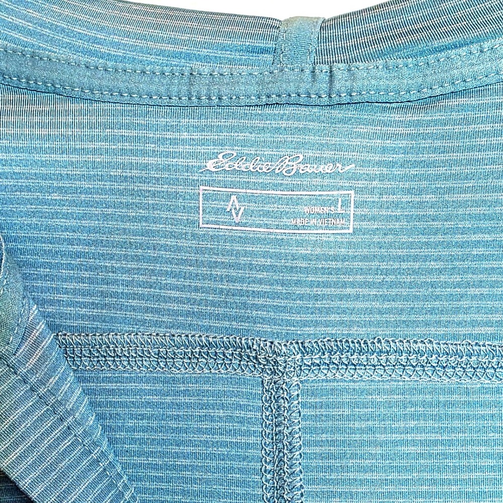 Eddie Bauer Infinity Hoodie Top Pullover Long Sleeve Womens Large Blue Stripe - Picture 5 of 12